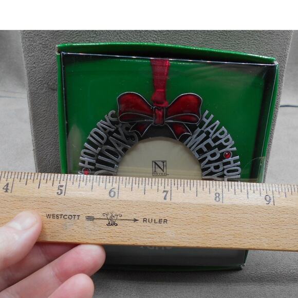 Happy Holidays/Merry Christmas Wreath Picture Frame Ornament NIB Nicole Silver - Picture 3 of 4